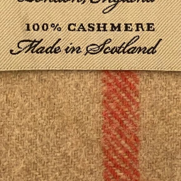 Auth BURBERRY LONDON ENGLAND - Light Brown Black Red Cashmere Scarf - Picture 4 of 5